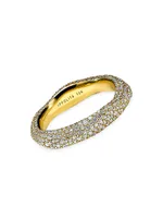 Stardust 18K Green Gold & Diamond Squiggle Ring