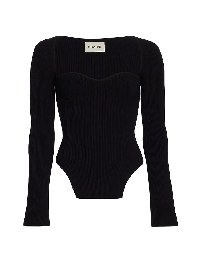 Maddy Rib-Knit Long-Sleeve Bodysuit