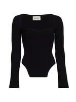 Maddy Rib-Knit Long-Sleeve Bodysuit