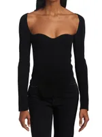 Maddy Rib-Knit Long-Sleeve Bodysuit