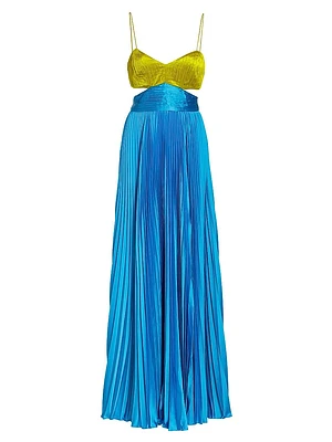 Elodie Pleated Cut-Out Gown