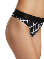 Logo Print Stretch-Cotton Thong