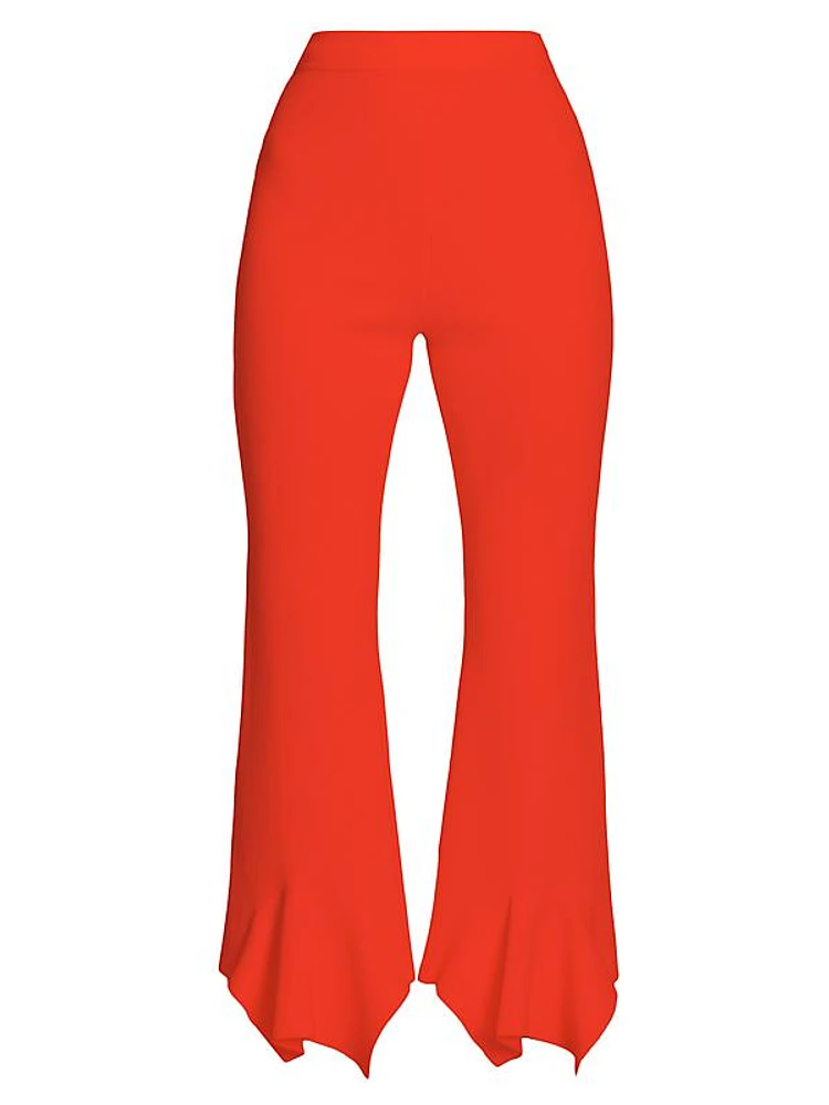 Compact-Knit Cropped Flare Pants