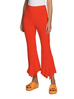 Compact-Knit Cropped Flare Pants