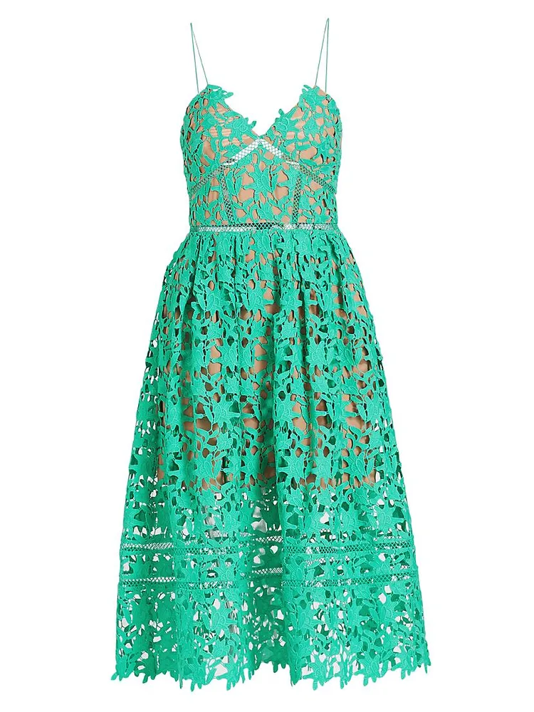 Embroidered Fit & Flare Midi-Dress