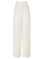 Pleated Wool & Silk Pants