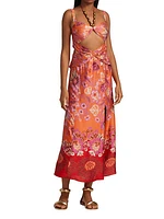 Nisa Floral Cut-Out Midi-Dress