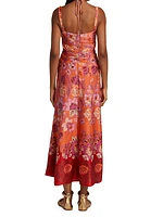 Nisa Floral Cut-Out Midi-Dress