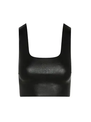 Cropped Faux Leather Top