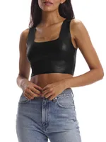 Cropped Faux Leather Top