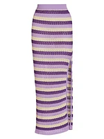 June Striped Pointelle Knit Maxi skirt