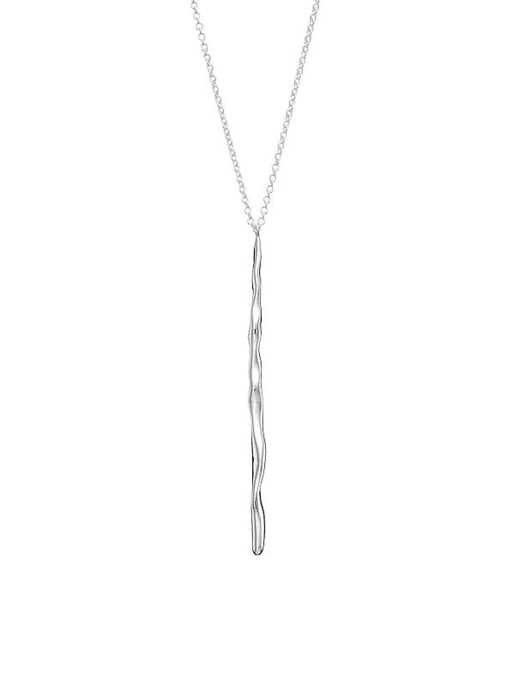 Classico Long Squiggle Stick Silver Pendant Necklace