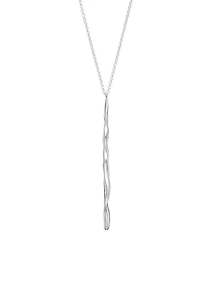 Classico Long Squiggle Stick Silver Pendant Necklace