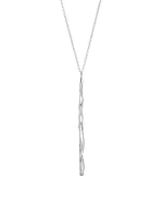 Classico Long Squiggle Stick Silver Pendant Necklace