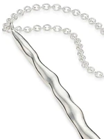 Classico Long Squiggle Stick Silver Pendant Necklace