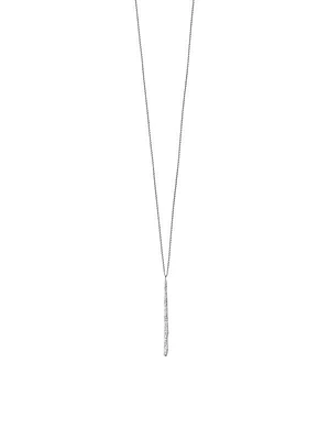 Stardust Long Squiggle Stick Silver & Diamond Pavé Necklace