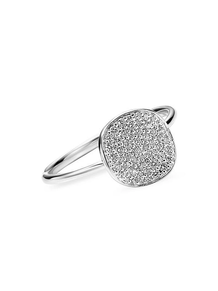 Stardust Small Flower Silver & Diamond Disc Ring