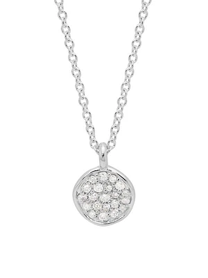 Stardust Mini Flower Silver & Diamond Disc Pendant Necklace