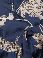 Tiger-Print Satin Pajama Set