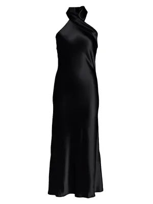 Pandora Satin Halterneck Midi-Dress