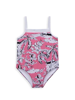 Baby's & Little Girl's One-Piece Palm Tree Swimsuit