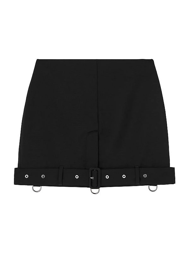 Belt-Embellished Hem Miniskirt