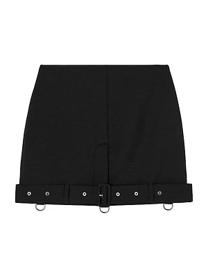 Belt-Embellished Hem Miniskirt