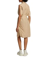 Cape-Sleeve Belted Shirtdress