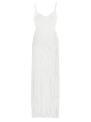 Strappy Ottoman Fringe Gown