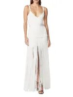 Strappy Ottoman Fringe Gown