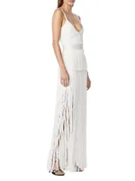 Strappy Ottoman Fringe Gown