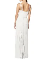 Strappy Ottoman Fringe Gown