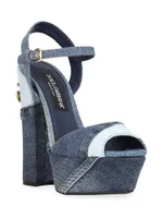 Keira Denim Patchwork Platform Sandals