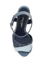 Keira Denim Patchwork Platform Sandals