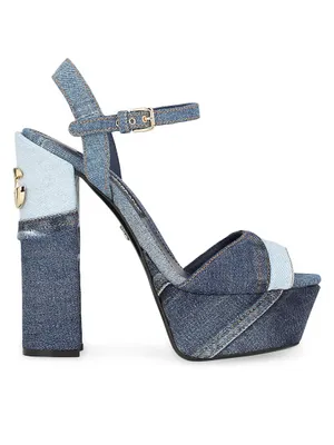 Keira Denim Patchwork Platform Sandals