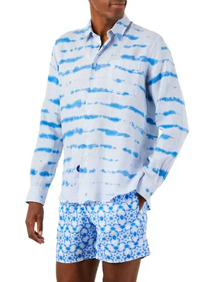 Rayures Tie-Dye Print Linen Shirt