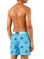 Flocked Turtle Splash Print Swim Shorts