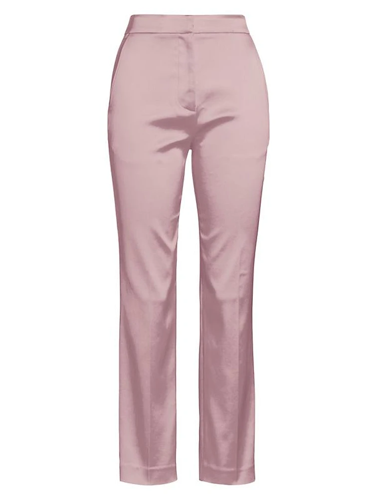 Satin Slim Cropped Pants