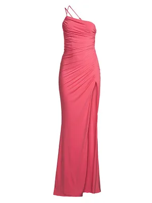 Winnipeg One-Shoulder Ruched Gown