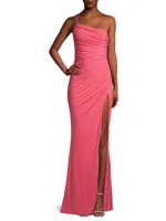 Winnipeg One-Shoulder Ruched Gown