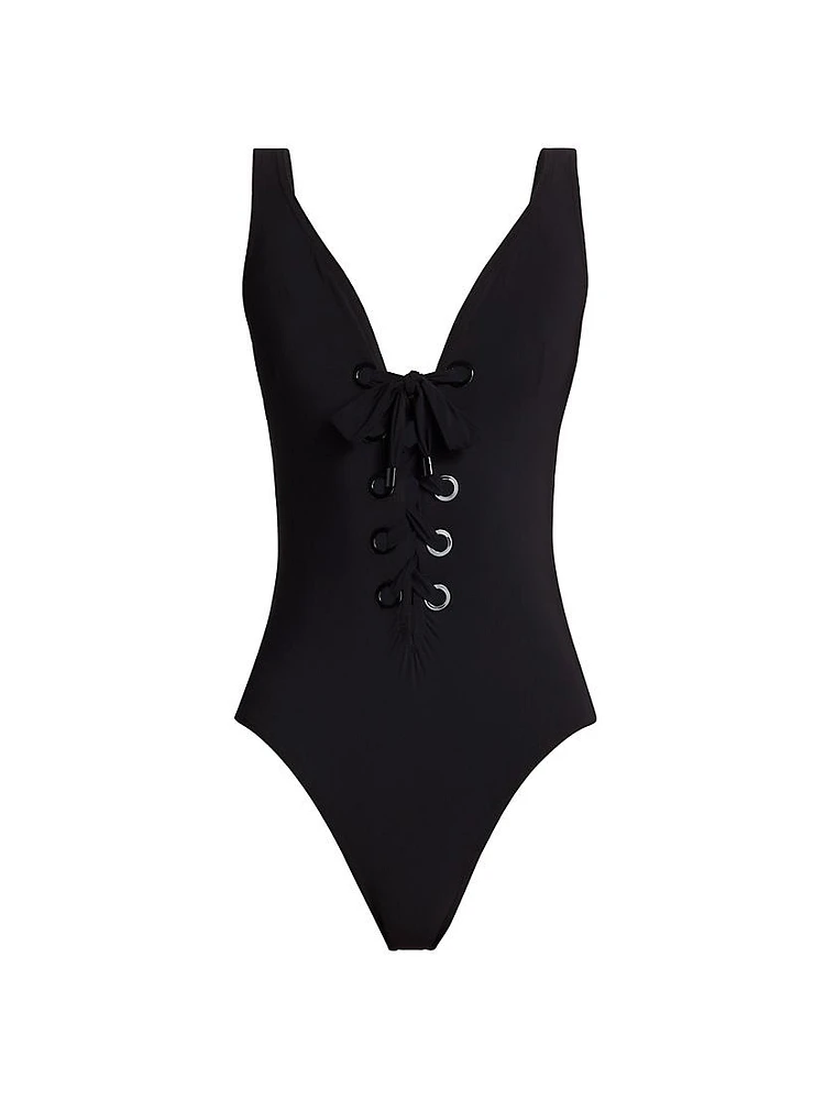 Lucy Lace-Up One-Piece Swimsuit