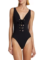 Lucy Lace-Up One-Piece Swimsuit