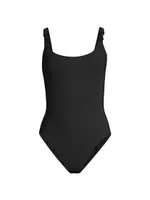 Clip-Chain-Strap One-Piece Swimsuit