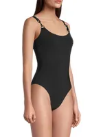 Clip-Chain-Strap One-Piece Swimsuit