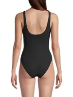 Clip-Chain-Strap One-Piece Swimsuit