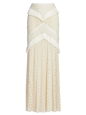 Fringe & Lace Maxi Skirt
