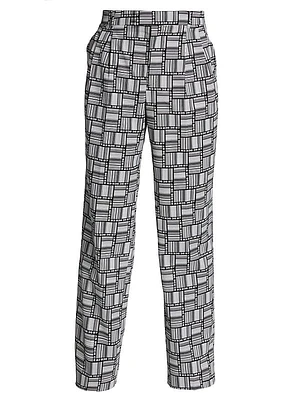 Barcode Monogram Tailored Wool Pants