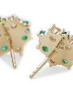 14K Yellow Gold & Multi-Gemstone Cluster Stud Earrings
