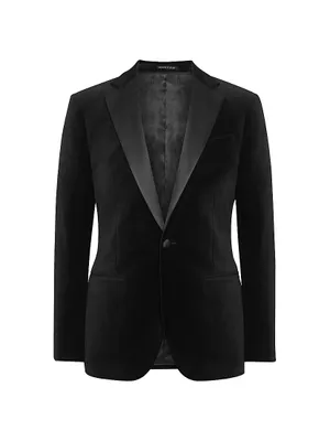 Cotton-Blend Single-Button Blazer