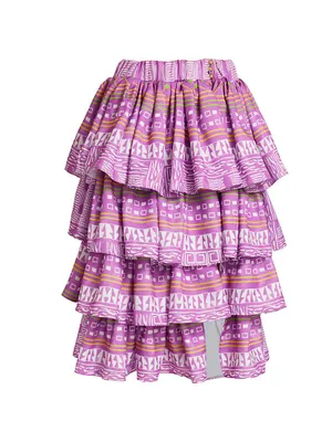 Geometric-Print Ruffle Skirt